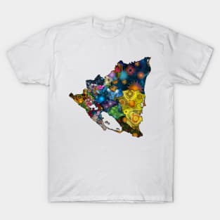 Spirograph Patterned Nicaragua Departments Map T-Shirt